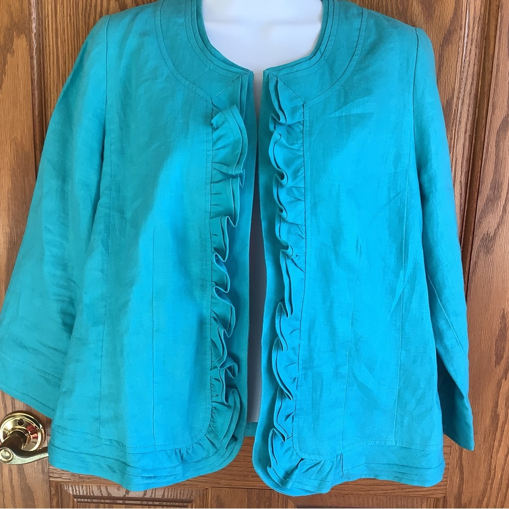 Linen    Kim Roger’s 100% linen jacket  Sz M